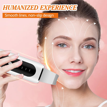 Ultrasonic Skin Scrubber 5 Modes LED Red Blue Light EMS Face Lift Blackhead Remover Acne Pore Cleaning Peeling Machine Shovel
